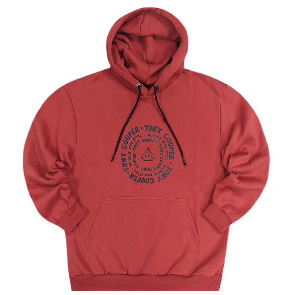 Tony couper - H23/11 - cycle hoodie - brick red