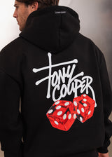 TONY COUPER - Ανδρικό μακρυμάνικο φούτερ με κουκούλα Black Lucky Roll - Μαύρο H27/17