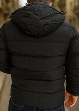 Ανδρικό μπουφάν με κουκούλα GUF-H275-1-puffer μαύρο