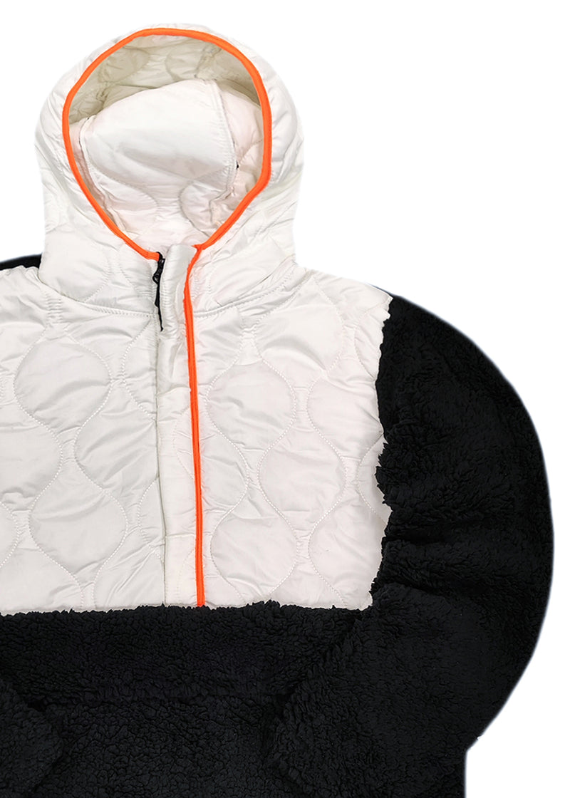 Ανδρικό φούτερ με κουκούλα Gang - H300 - sherpa fleece puffer hoodie ασπρόμαυρο