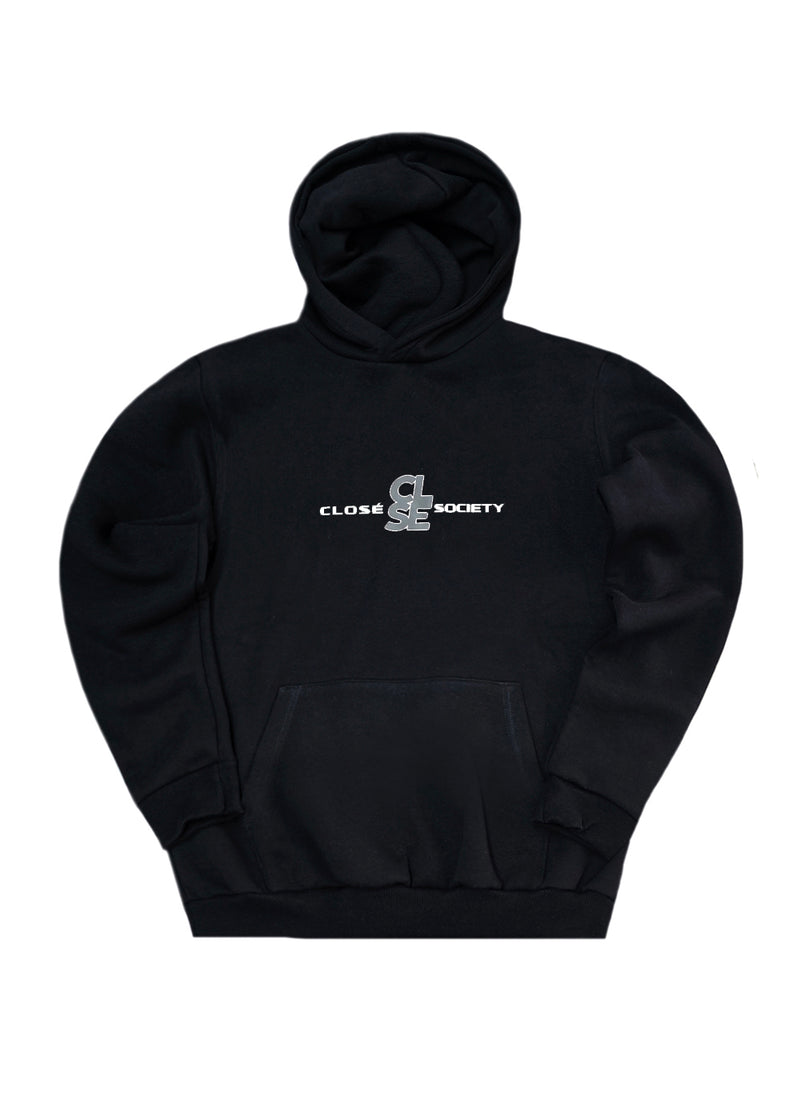 Ανδρικό φούτερ με κουκούλα Close society - HD26-700 -black hoodie regular fit μαύρο