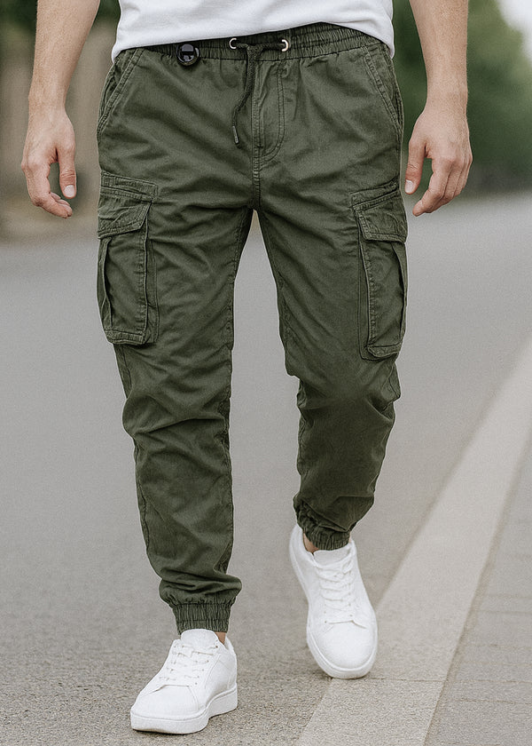 Ανδρικό cargo παντελόνι GUF  - HD3015-C - regular fit χακί