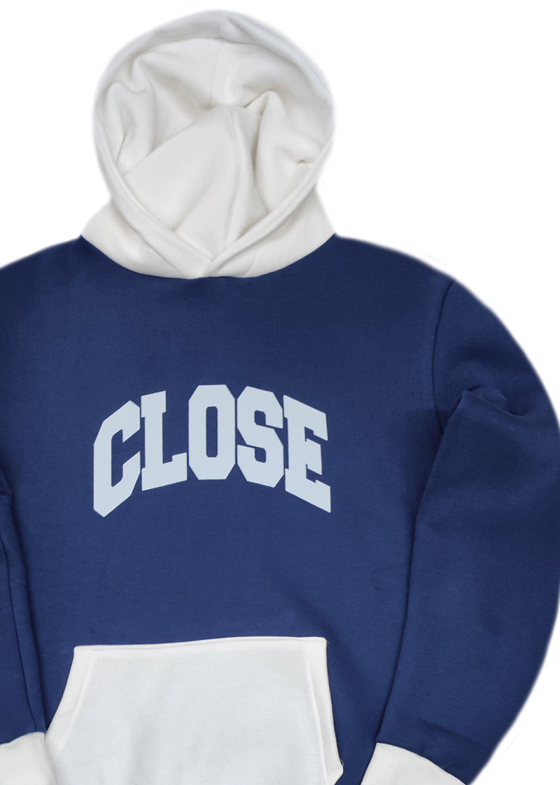 Ανδρικό φούτερ με κουκούλα Close society-HDS26-700-blue-white hoodie regular fit