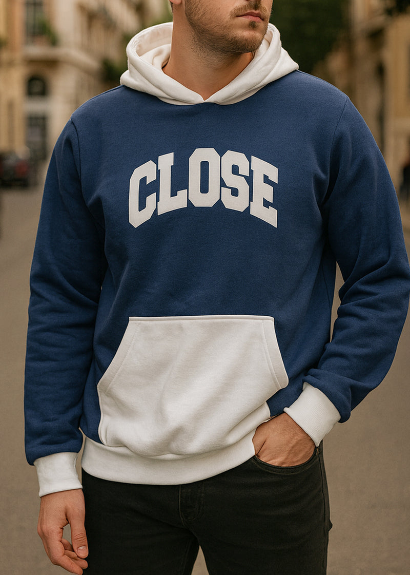 Ανδρικό φούτερ με κουκούλα Close society-HDS26-700-blue-white hoodie regular fit