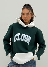 Ανδρικό φούτερ με κουκούλα Close society-HDS26-700-green-white hoodie regular fit
