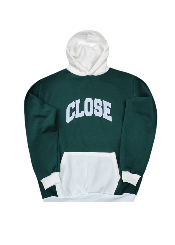 Ανδρικό φούτερ με κουκούλα Close society-HDS26-700-green-white hoodie regular fit