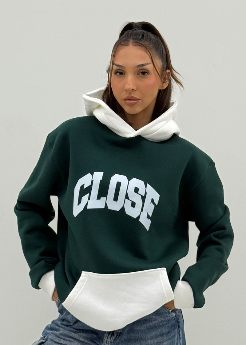 Ανδρικό φούτερ με κουκούλα Close society-HDS26-700-green-white hoodie regular fit