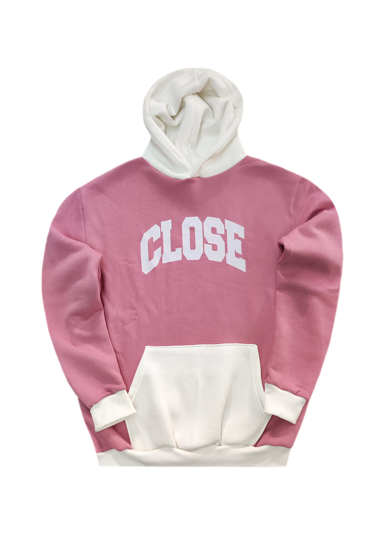 Ανδρικό φούτερ με κουκούλα Close society-HDS26-700-pink-white hoodie regular fit