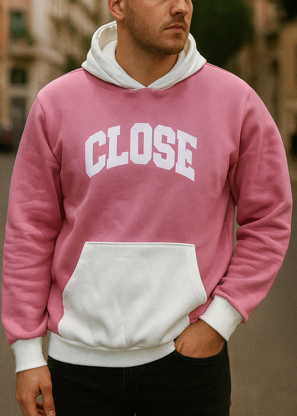 Ανδρικό φούτερ με κουκούλα Close society-HDS26-700-pink-white hoodie regular fit