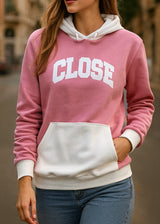 Ανδρικό φούτερ με κουκούλα Close society-HDS26-700-pink-white hoodie regular fit