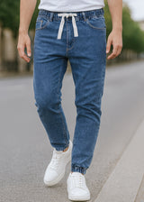 Ανδρικό τζιν παντελόνι - GUF - HE1562 - casual elasticated jeans regular fit μπλε