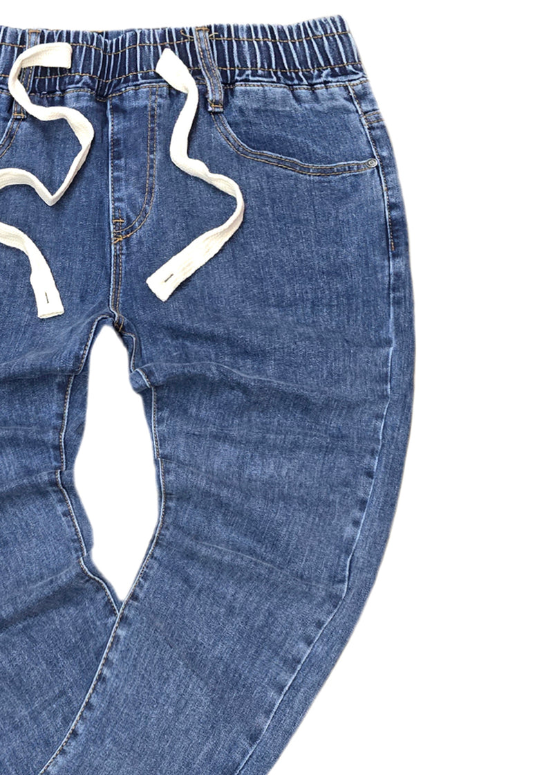 Ανδρικό τζιν παντελόνι - GUF - HE1562 - casual elasticated jeans regular fit μπλε