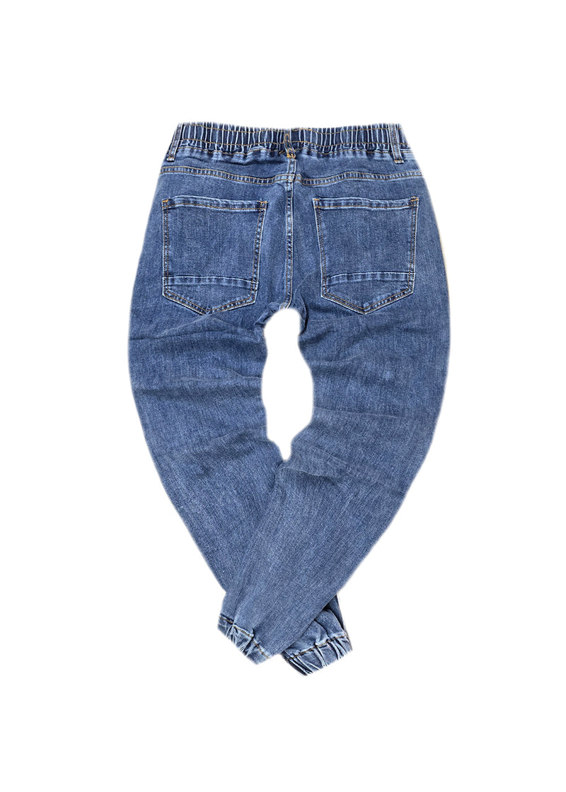 Ανδρικό τζιν παντελόνι - GUF - HE1562 - casual elasticated jeans regular fit μπλε