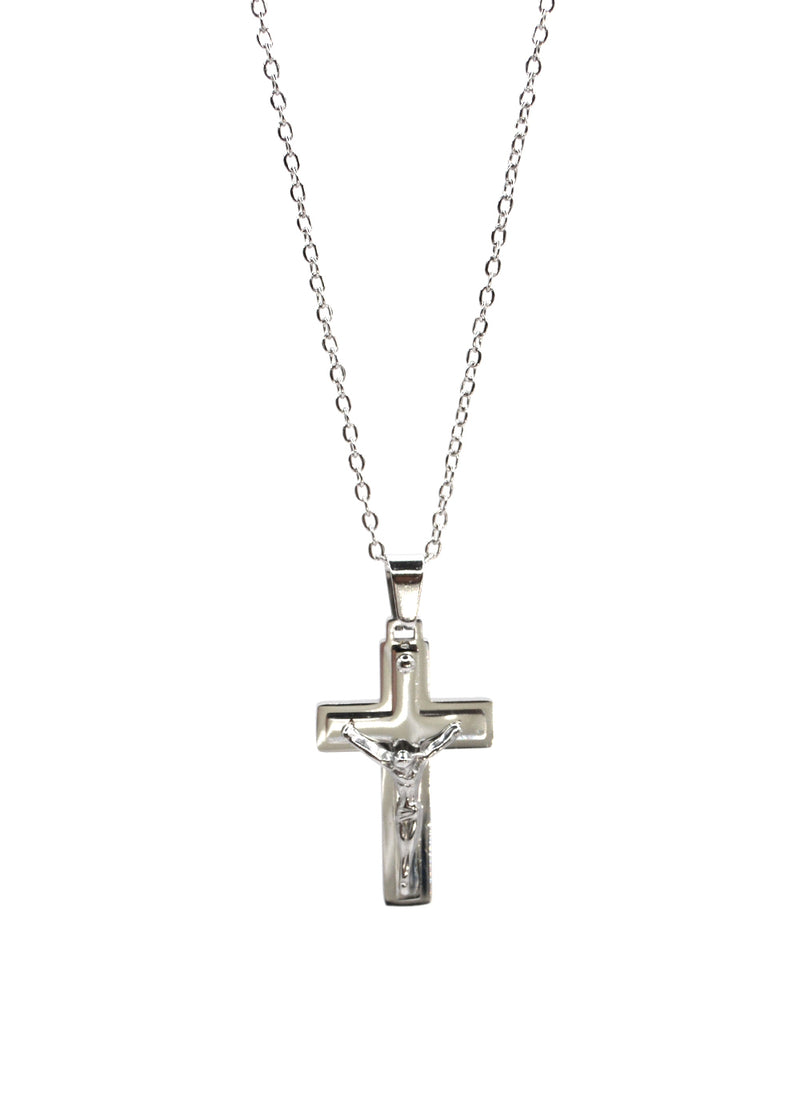 Αλυσίδα από ανοξείδωτο ατσάλι GUF - HLLY-349 - crucified double cross chain ασημένιο