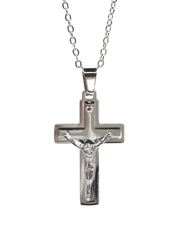 Αλυσίδα από ανοξείδωτο ατσάλι GUF - HLLY-349 - crucified double cross chain ασημένιο
