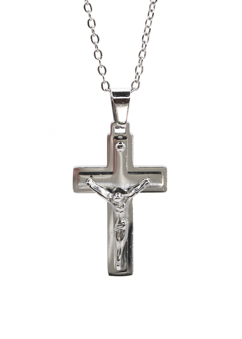 Αλυσίδα από ανοξείδωτο ατσάλι GUF - HLLY-349 - crucified double cross chain ασημένιο