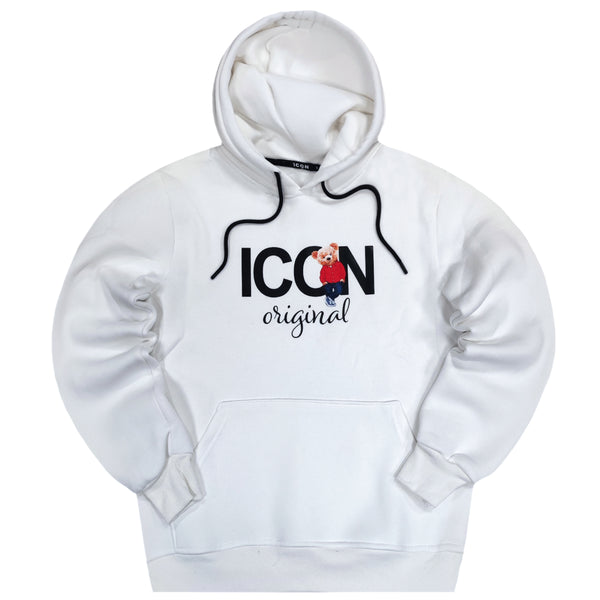 ICON D2 - ICN-200 -  bear logo hoodie - white