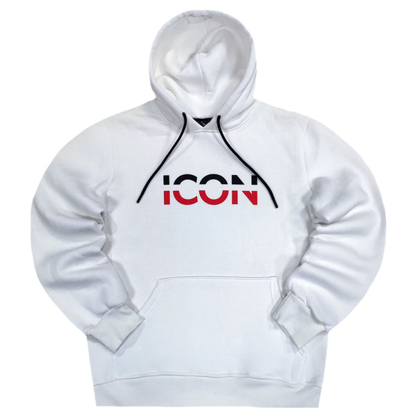 ICON D2 - ICN-201 -  black red logo hoodie - white