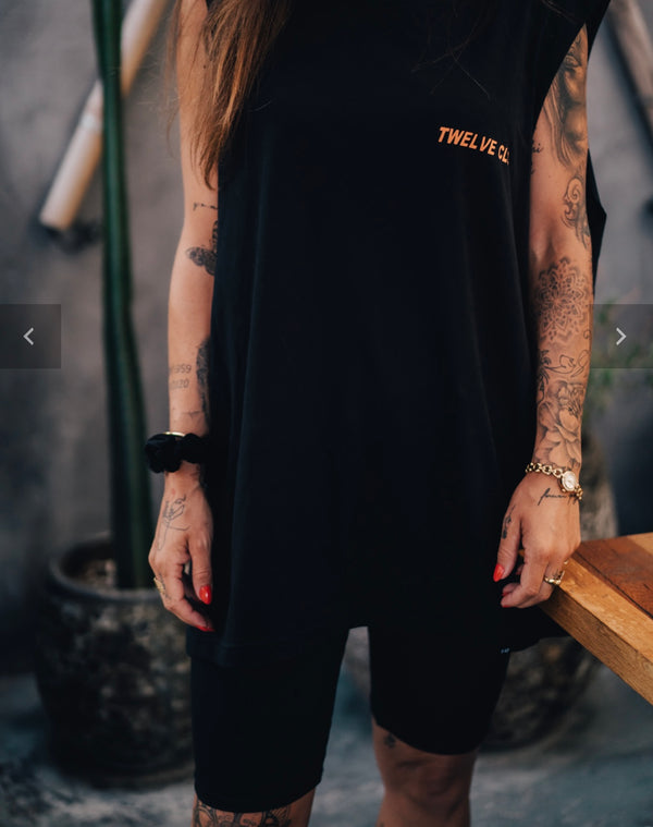 Twelve clothing “more than coffee less than Cocaine ” oversized sleeveless tee - black - W