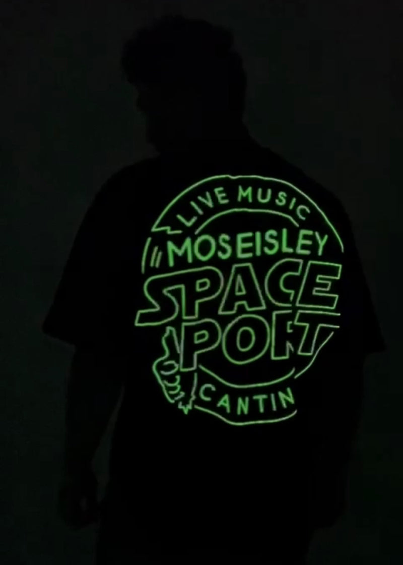 Κοντομάνικη μπλούζα Jcyj - TRM724 - space port NEON oversize tee - GLOW IN THE DARK μαύρο