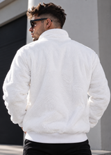 Ανδρική φούτερ με κολάρο New wave clothing - 232-39 - half zip sherpa design λευκό