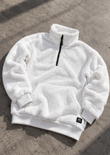 Ανδρική φούτερ με κολάρο New wave clothing - 232-39 - half zip sherpa design λευκό