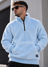 Ανδρική φούτερ με κολάρο New wave clothing - 232-39 - half zip sherpa design σιελ