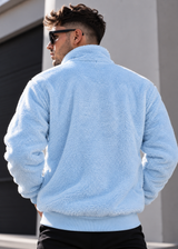 Ανδρική φούτερ με κολάρο New wave clothing - 232-39 - half zip sherpa design σιελ