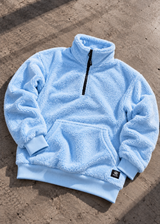 Ανδρική φούτερ με κολάρο New wave clothing - 232-39 - half zip sherpa design σιελ