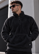 Ανδρική φούτερ με κολάρο New wave clothing - 232-39 - half zip sherpa design γκρι/ανθρακί