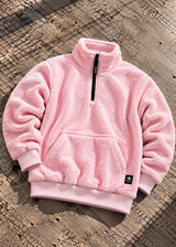 Ανδρική φούτερ με κολάρο New wave clothing - 232-39 - half zip sherpa design ροζ