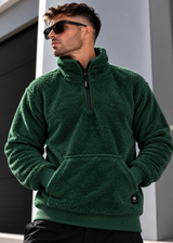 Ανδρική φούτερ με κολάρο New wave clothing-232-39-half zip sherpa design πράσινη