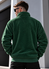 Ανδρική φούτερ με κολάρο New wave clothing-232-39-half zip sherpa design πράσινη