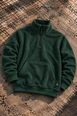 Ανδρική φούτερ με κολάρο New wave clothing-232-39-half zip sherpa design πράσινη