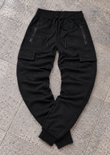 GUF CLOTHING - Ανδρική φόρμα cargo χωρίς χνούδι elegant pants - Μαύρη DB-7396