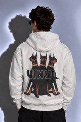 Ανδρικό μακρυμάνικο φούτερ με κουκούλα Vinyl Art Clothing-64450-02-Dogs Gang Hoodie oversized λευκή