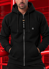 Ανδρική ζακέτα φούτερ με κουκούλα New wave clothing -1400-black basic logo zip-up hoodie -μαύρο