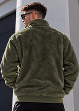 Ανδρική φούτερ με κολάρο New wave clothing - 232-39 - half zip sherpa design χακί
