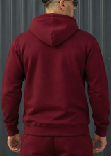 HENRY CLOTHING - Ανδρικό φούτερ με κουκούλα και κέντημα H - Burgundy 3-827