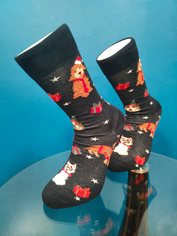 V-tex socks Christmas dogs - black