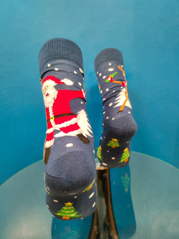 V-tex socks reindeer and Santa - blue