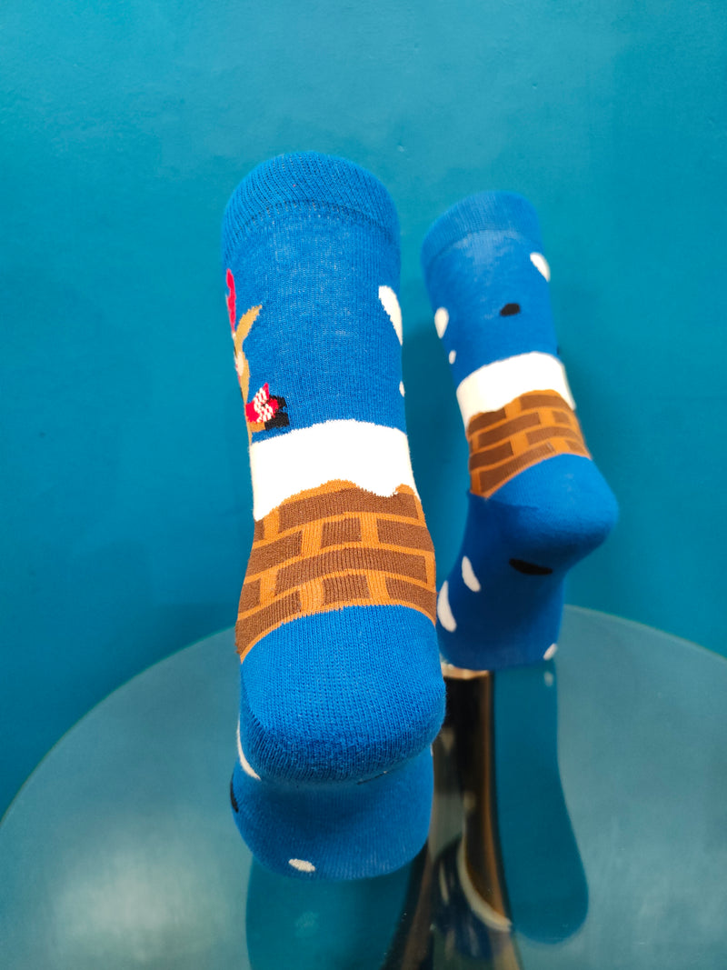 V-tex socks reindeer chimney - blue