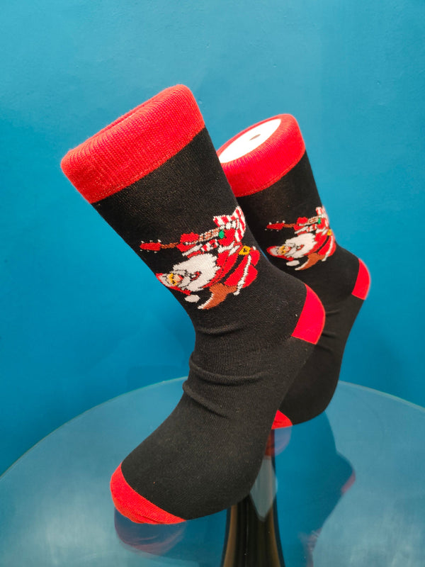 V-tex socks rocking out santa - black