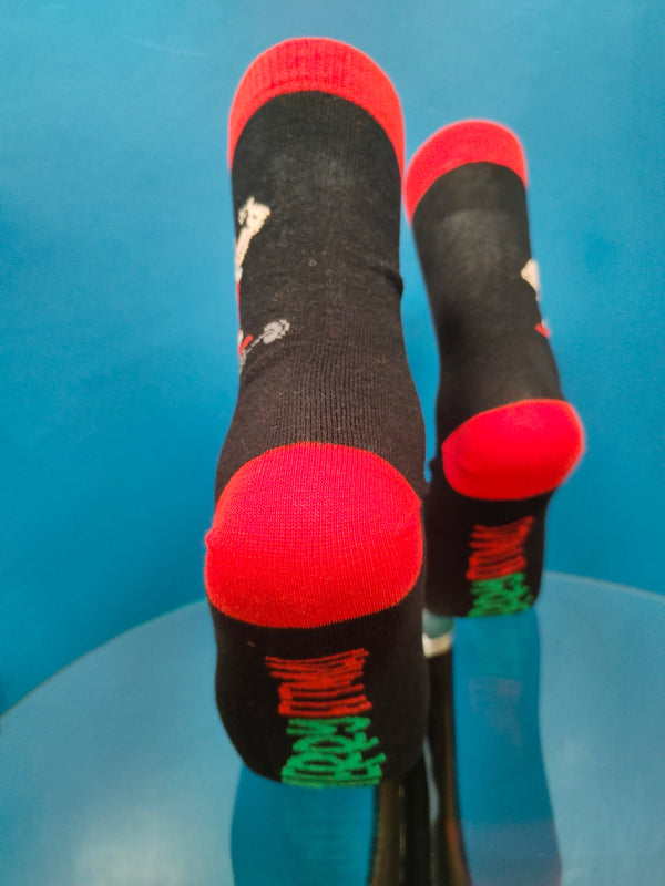 V-tex socks strongman santa text at the bottom - black