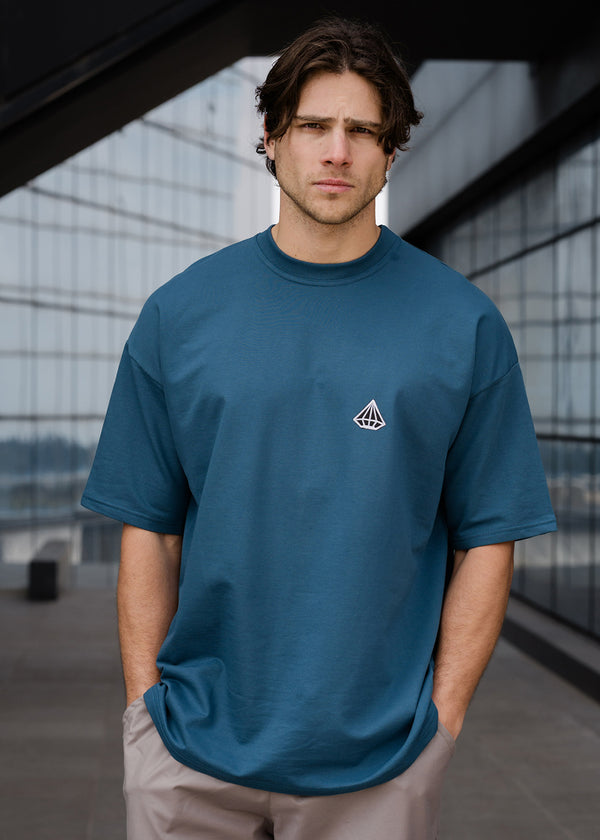 Ανδρική κοντομάνικη μπλούζα Tony couper - TO25/19 - diamond oversized t-shirt πετρόλ