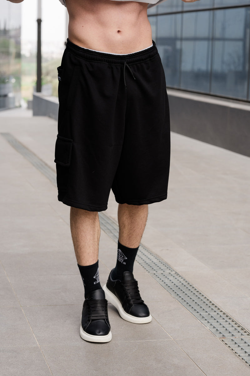 Ανδρική βερμούδα κάργκο Tony Couper - V25/2 - basic cargo oversize shorts μαύρο