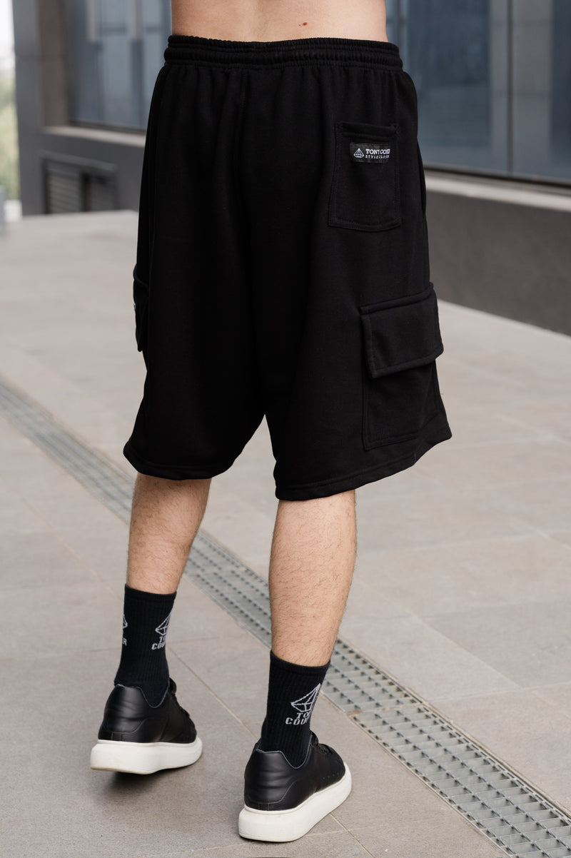 Ανδρική βερμούδα κάργκο Tony Couper - V25/2 - basic cargo oversize shorts μαύρο