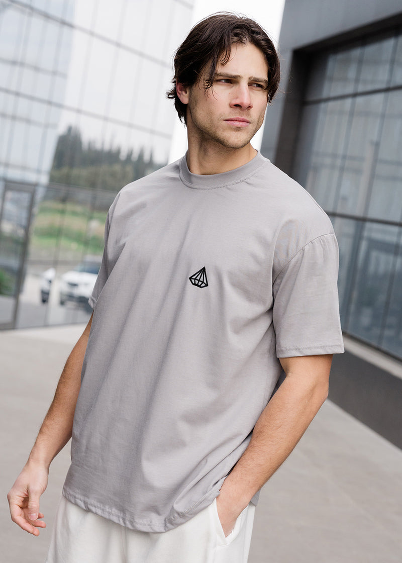 Ανδρική κοντομάνικη μπλούζα Tony couper - TO25/19 - diamond oversized t-shirt γκρι