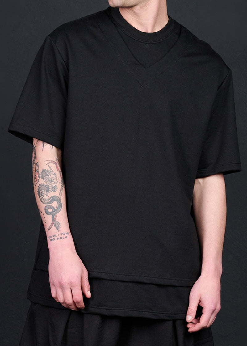 Ανδρική κοντομάνικη μπλούζα Tony couper - TO25/11 - double V oversized fit t-shirt μαύρο