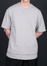 Ανδρική κοντομάνικη μπλούζα Tony couper - TO25/11 - double V oversized fit t-shirt γκρι